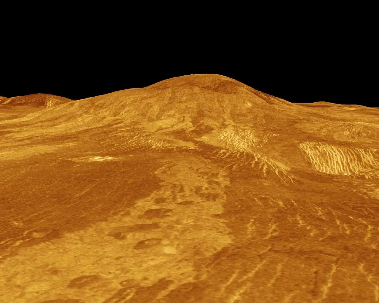 A radar view of the volcano Maat Mons on Venus.